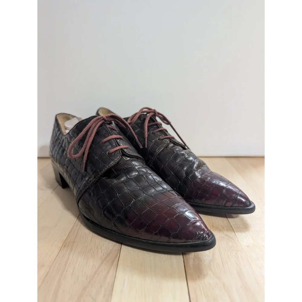 Lloyd Leather Alligator Dress Shoes Pointed Size 8.5 Exotic Derby Lace Up